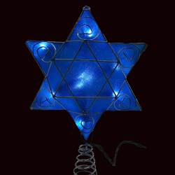 10-Light LED Silver and Blue Hanukkah Star Shimmer Treetop