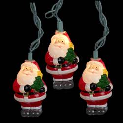 10-Light 3 in. Santa with Tree Light Set