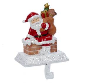 6.5 in. Resin Santa with Gift Box Stocking Holder