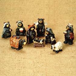 4 in. Resin Nativity Bear Set of 9 Pieces