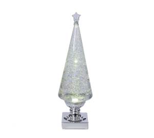 14 in. Battery-Operated Clear and Silver Lava Light Tree