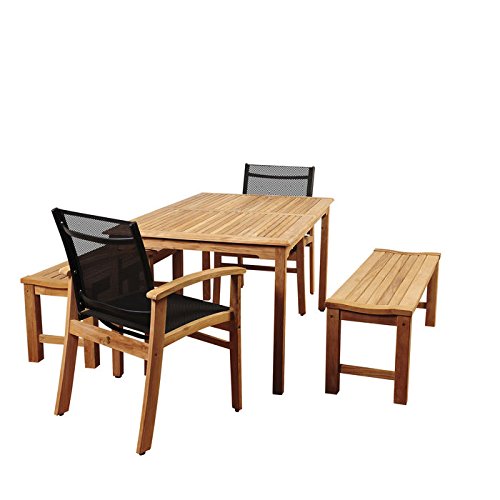 SC MALIREC-2RINJBEN-2FORT-BK Amazonia Walnut 5 Piece Teak Rectangular Dining Set