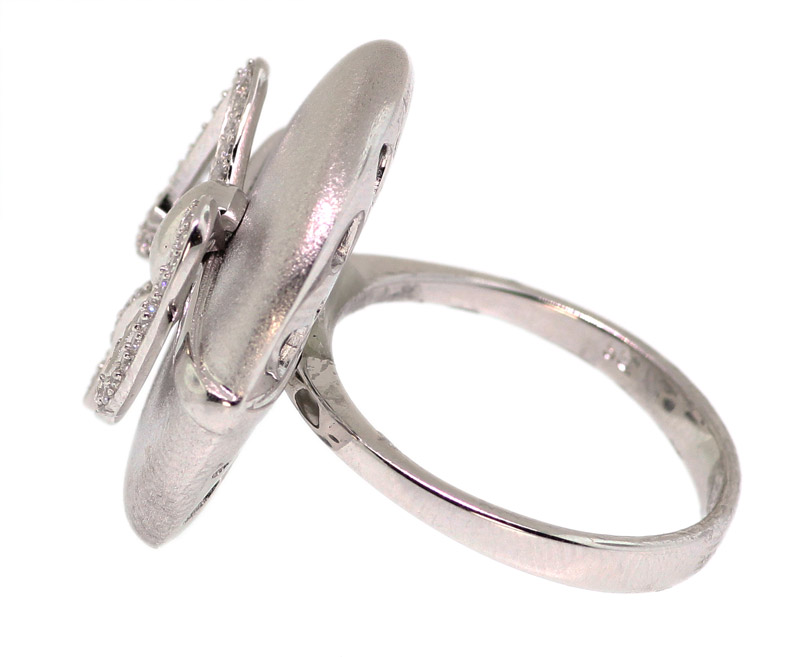 Picture of 925 Sterling Silver Rhodium Plated Ring With Outlined Cubic Zirconia Bow - FNCDLS06