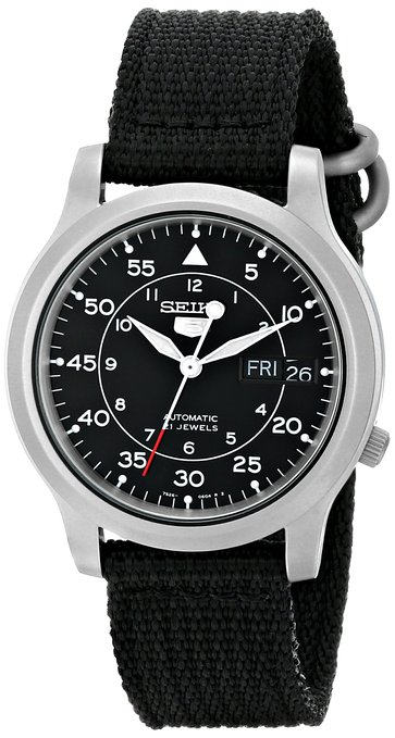 Seiko 5 Black Canvas Automatic Mens Watch -  Seiko Watches, SE313138