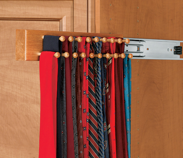 Picture of HD RSCWSTR.14W.1 Rev-A-Shelf Maple Tie Rack White Side Mount- 14 in.