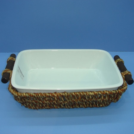 Picture of Home Essentials & Beyond 64514 Seagrass Rectangular Porce Baker Tray - 12 in.