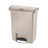RCP Front Step Slim Jim Resin Step-On Wastebasket- 8 Gallon - Beige