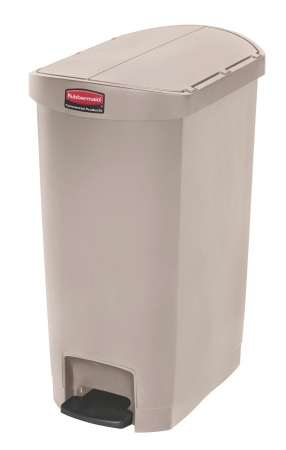 RCP1883458 Front Step Slim Jim Resin Step-On Wastebasket- 13 Gallon - Beige -  Rubbermaid Commercial Products