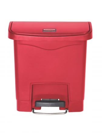 RCP1883566 Front Step Slim Jim Resin Step-On Wastebasket- 13 Gallon - Red -  ESSN