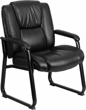 Picture of Flash Furniture GO-2138-GG Hercules Series Big & Tall Black Leather Executive Side Chair With Sled Base