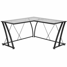 Picture of Flash Furniture NAN-WK-096-GG Glass L-Shape Computer Desk With Black Frame Finish