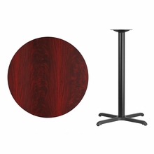 XU-RD-36-MAHTB-T3030B-GG 36 in. Round Mahogany Laminate Table Top With 30 x 30 in. Bar Height Table Base -  Flash Furniture, XURD36MAT3030B