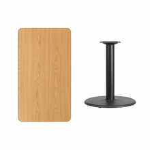 Flash Furniture XU-NATTB-2442-TR24-GG Rectangular Dining Height Table w/ Natural Laminate Top - 42W x 24D, Cast Iron Base, Black