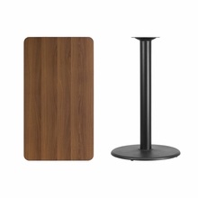 Flash Furniture XU-WALTB-2442-TR24B-GG Rectangular Bar Height Table w/ Walnut Laminate Top - 42W x 24D x 43 1/8H, Cast Iron Base, Black