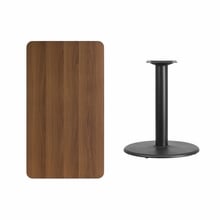 Flash Furniture XU-WALTB-2442-TR24-GG Rectangular Dining Height Table w/ Walnut Laminate Top - 42W x 24D, Cast Iron Base, Black