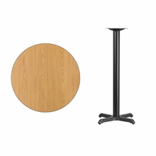 Flash Furniture XU-RD-30-NATTB-T2222B-GG 30 Round Bar Height Table - Natural Laminate Top, Cast Iron Base, Black
