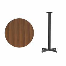 Flash Furniture XU-RD-30-WALTB-T2222B-GG 30 Round Bar Height Table - Walnut Laminate Top, Cast Iron Base, Black