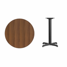 Flash Furniture XU-RD-30-WALTB-T2222-GG 30 Round Dining Height Table w/ Walnut Laminate Top - Cast Iron Base, Black