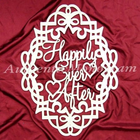 G.DeBrekht 92125-32 Happily Ever After Filigree Frame Natural Unpainted Wooden Monogram