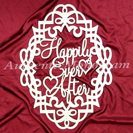 G.DeBrekht 92125-36 Happily Ever After Filigree Frame Natural Unpainted Wooden Monogram