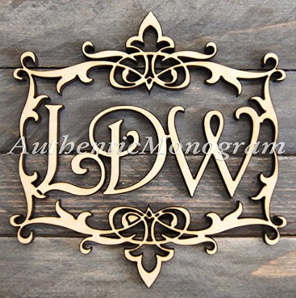 G.DeBrekht 91120-32 3-Letter Classic Frame Natural Unpainted Wooden Monogram