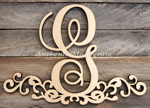 G.DeBrekht 91306P-24 Letter Decorated Base Painted Wooden Monogram
