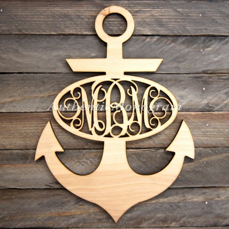 G.DeBrekht Anchor 3-Letter Monogram Painted Wooden Monogram