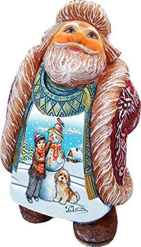 Picture of GDeBrekht 534511 Illustrated Santa With Child And Dog Making Snowman