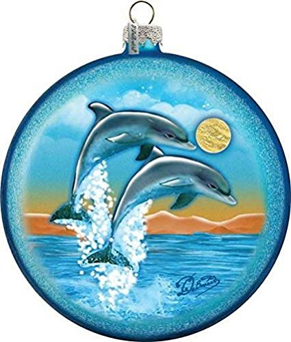 GDeBrekht 744-023 5.5 in. Dolphins Fly Glass Ornament