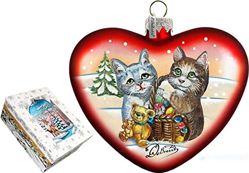GDeBrekht Kitty Cats Love Heart Glass Ornament