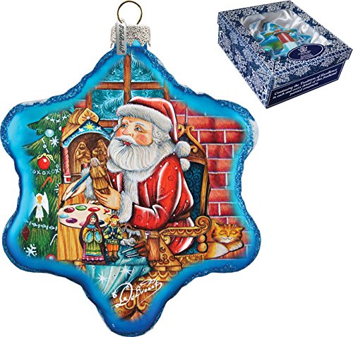 GDeBrekht 754-003 Nativity Workshop Snowflake Glass Ornament