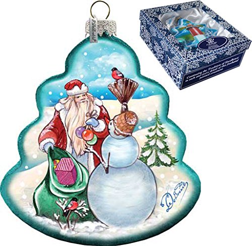 GDeBrekht 762-011 Santa With Snowman Tree Glass Ornament