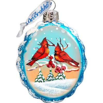GDeBrekht Red Love Birds Glass Ornament