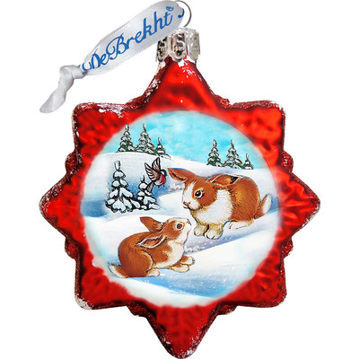 GDeBrekht 771019 Santas Rabbits Glass Ornament