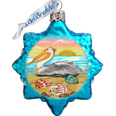 GDeBrekht  Pelican Star Coastal Glass Ornament