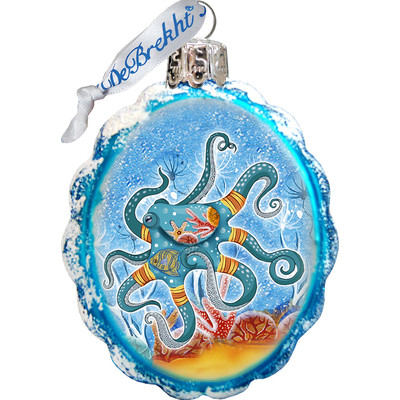 GDeBrekht  Octopus Coastal Glass Ornament