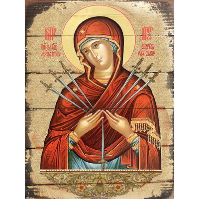 GDeBrekht Virgin Mary of the Seven Swords Wooden Board Art 6 x 8 in.