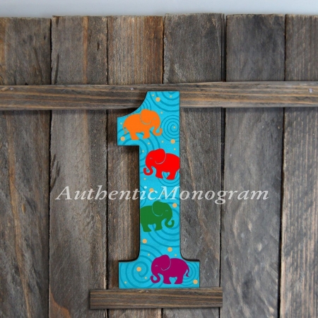 G.DeBrekht 91511R-12 No. 1 Painted Wooden Monogram