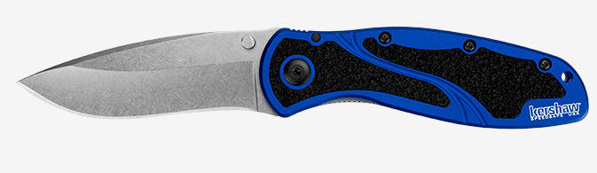Kershaw Navy Blue Blur Pocket Knife w/Stonewash Finish (1670NBSW)