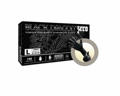 Microflex BD-1002-NPF Black Dragon Zero PF Nitrile Exam Gloves - Medium