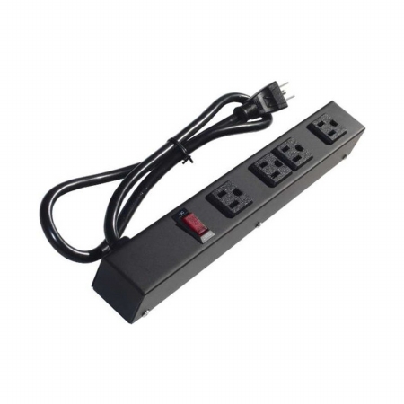 Picture of e-dustry EPS-1043V1 4 Outlet Metal Power Strip- 1 ft. - Black
