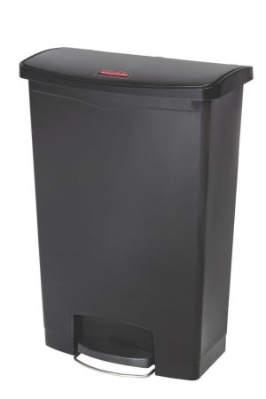 Rcp1883615 Slim Jim Resin Step On Waste Basket- Front-Step- Black -  Rubbermaid Commercial Products