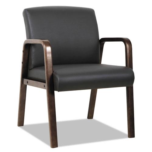 Picture of ALERL4319E Reception Lounge Series Guest Chair- Espresso-Black Leather