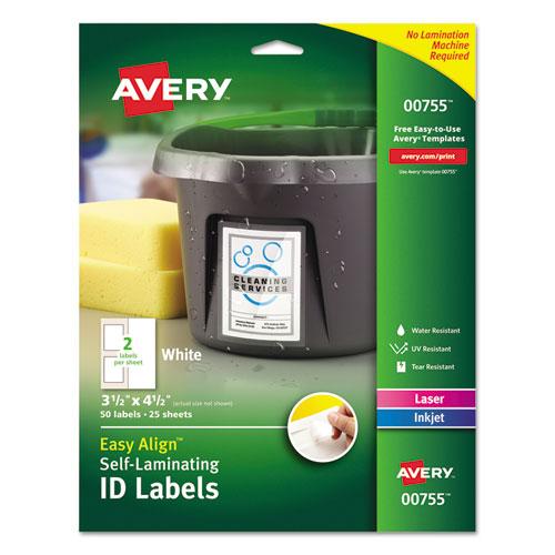 Picture of AVE00755 Durable Self-Laminating Id Labels&#44; Laser-Inkjet&#44; White