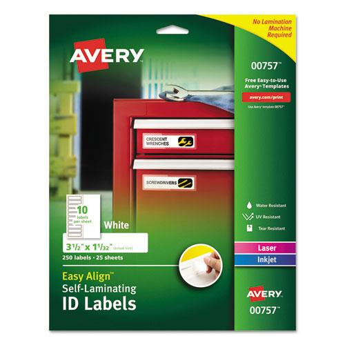 Picture of AVE00757 Durable Self-Laminating Id Labels&#44; Laser-Inkjet&#44; White