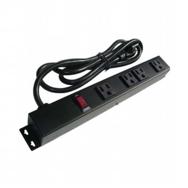 e-dustry EPS-10461E 4 Outlet Metal Power Strip- 1 ft. - Black