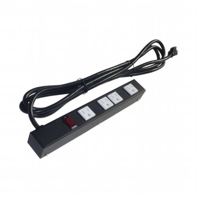 e-dustry EPS-10412 12 in. 4 Outlet Metal Power Strip- 1 ft. - White