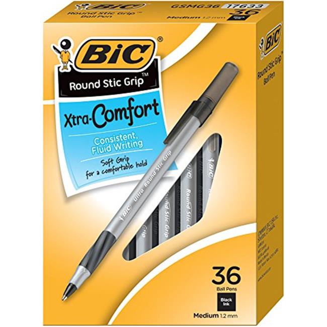 BICGSMG361BK Round Stic Grip Xtra Comfort Ballpoint Pen- Black