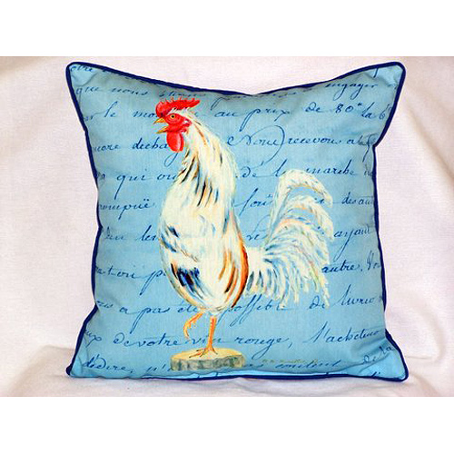 White Rooster Script Large Indoor & Outdoor Pillow 18 x 18