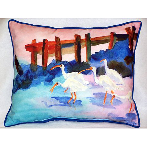 White Ibises Large Indoor & Outdoor Pillow 16 x 20